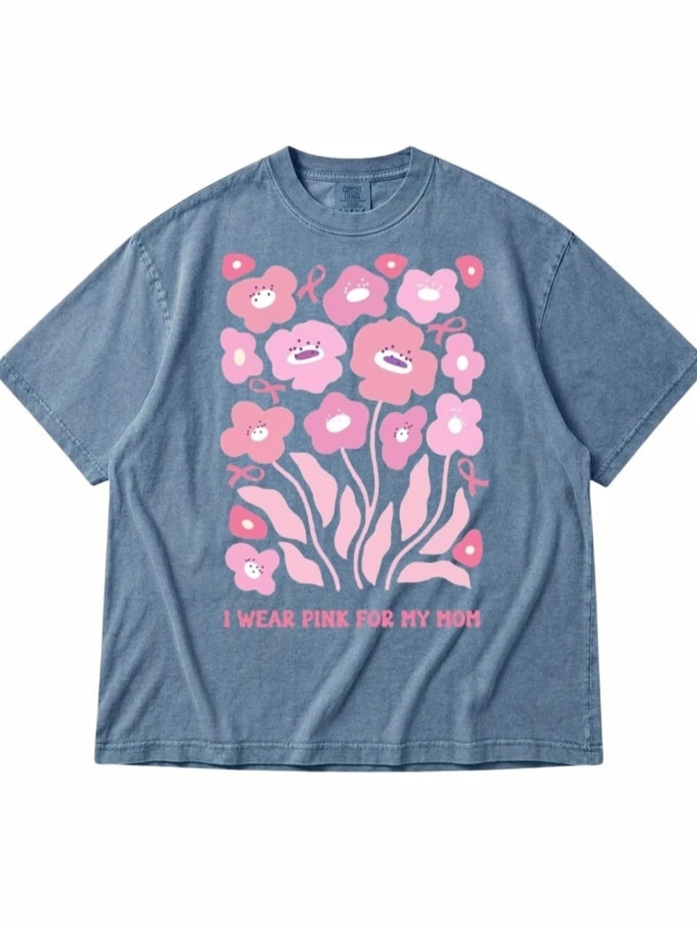 Comfort Colors Graphic Short Sleeve Tee in Blue Jean & Pink Like New